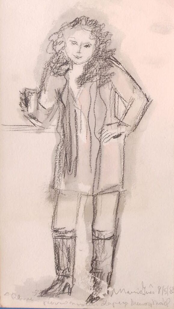 Da Série Estudos Memory Motel - Renée, personagem da peça , 1988 Aguada e carvão sobre papel 31 x 18 cm