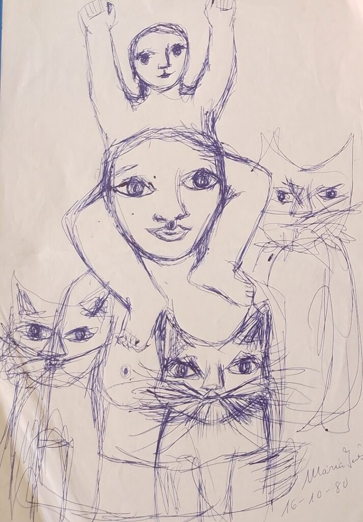 sem título, 1980 Série Maternidade Esferográfica sobre papel 32 x 22 cm