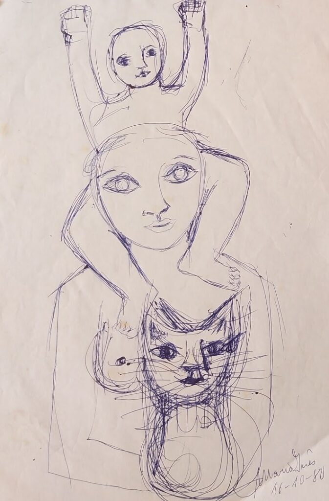 sem título, 1980 Série Maternidade Esferográfica sobre papel 32 x 22 cm