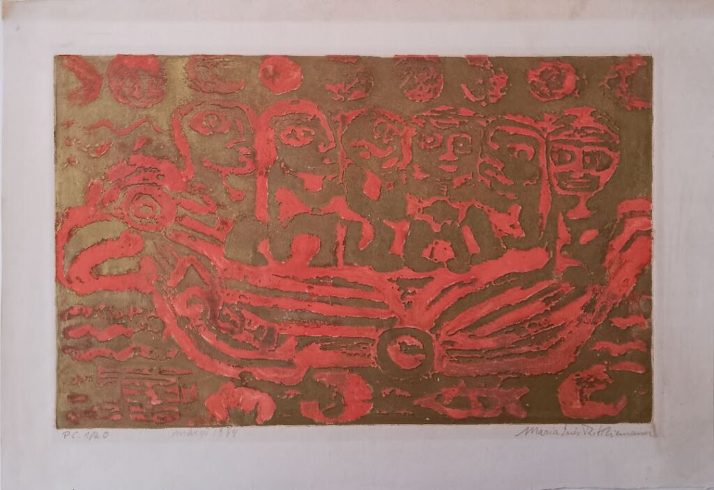 Viagem Ancestral II, 1973 Gravura em metal sobre papel 25 x 40 cm