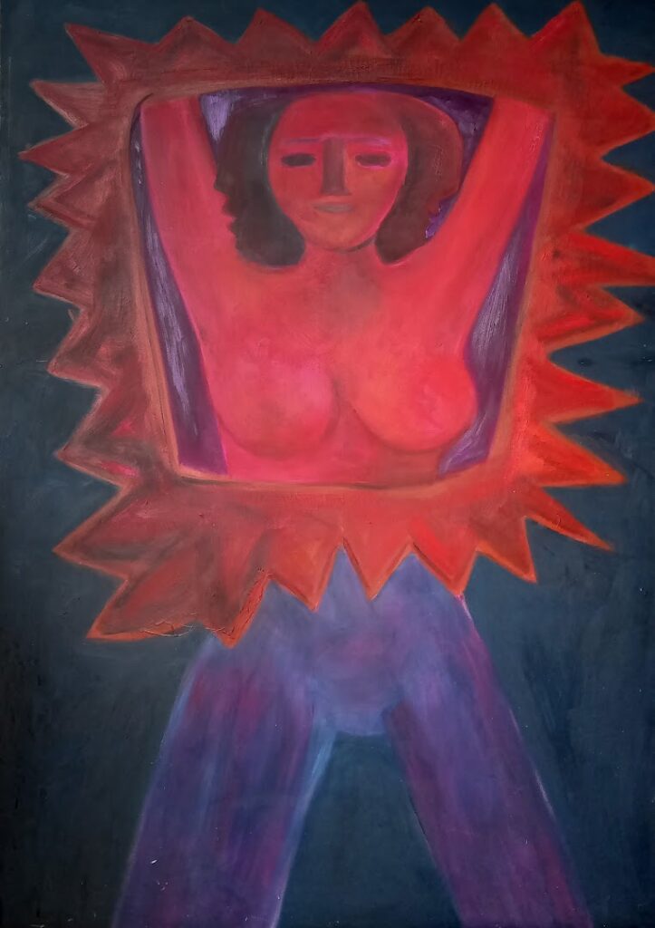 Torso em Movimento com Vermelho, s/d. Série Figuras Óleo sobre tela 160 x 138 cm