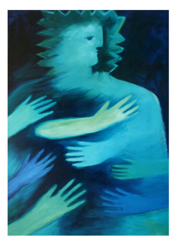 Figura Verde e Mãos, s/d. Série Figuras Óleo sobre tela 140 x 100 cm