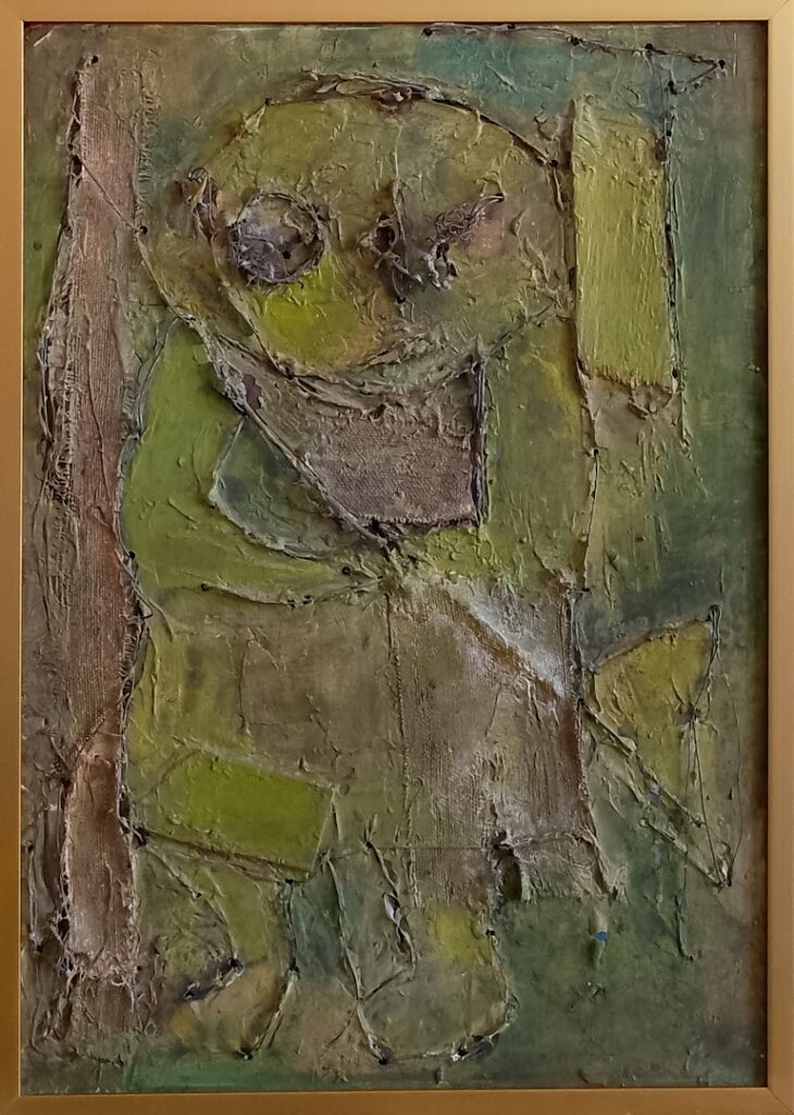 sem título , s/d. Óleo, arame, madeira e tecido sobre eucatex 50 x 36 cm