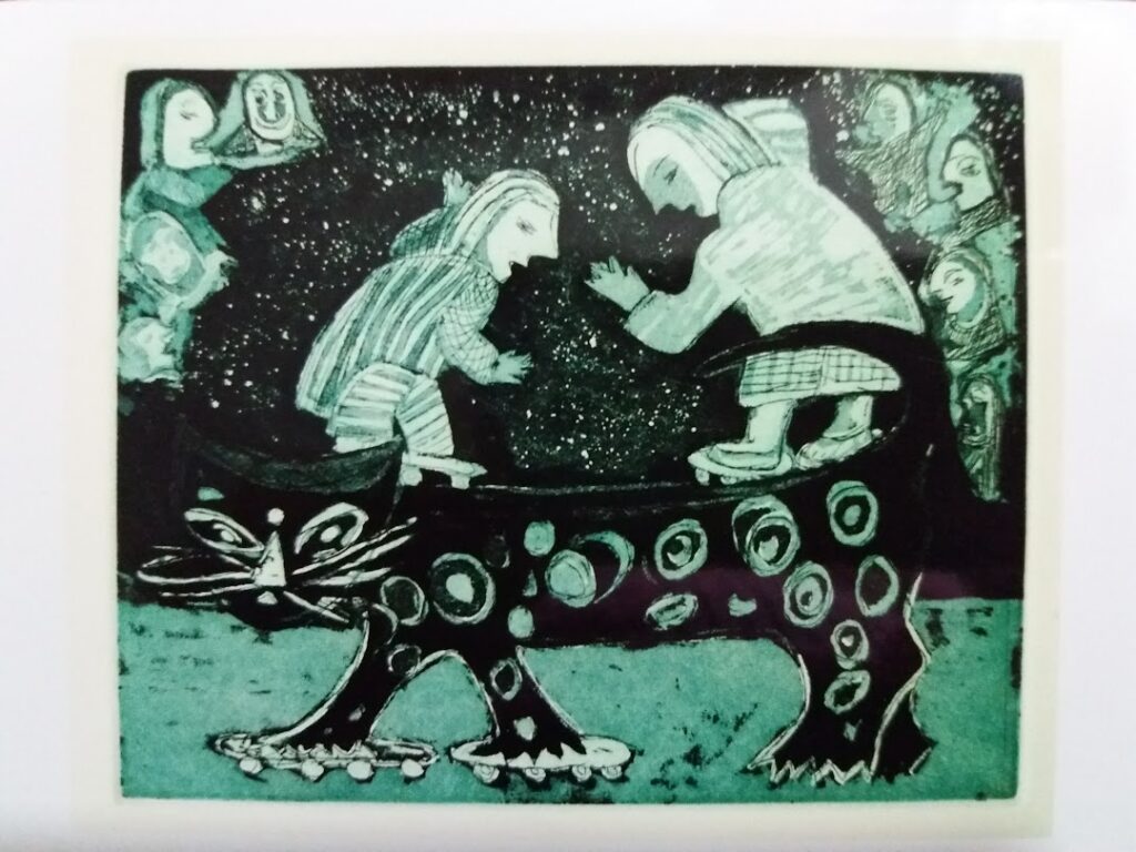 sem título , s/d. Série Gatos Gravura em metal sobre papel