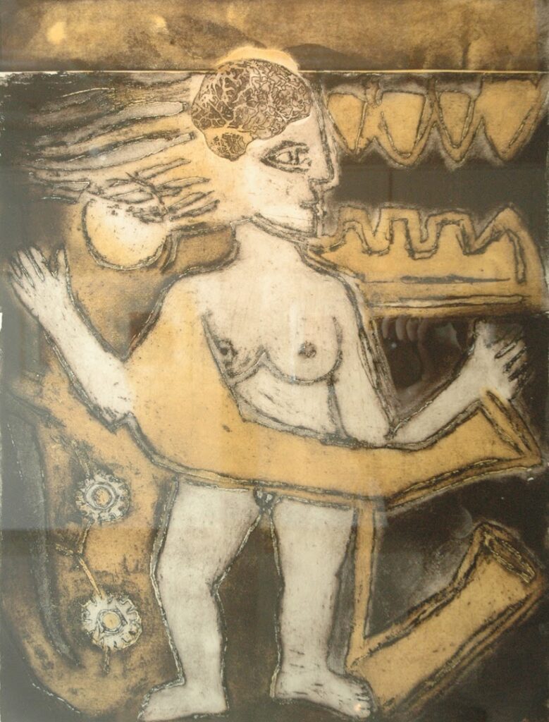 O Cérebro, 1979 Série Máscaras Gravura em metal sobre papel, água tinta 66 x 51,5 cm