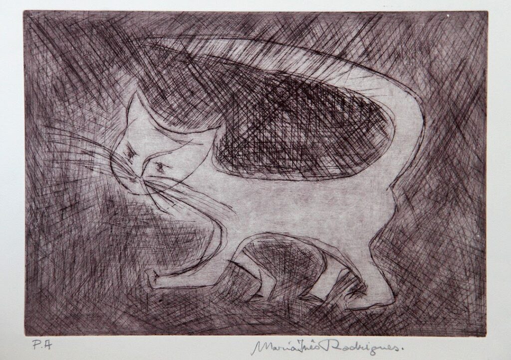sem título , s/d. Série Gatos Gravura em metal sobre papel