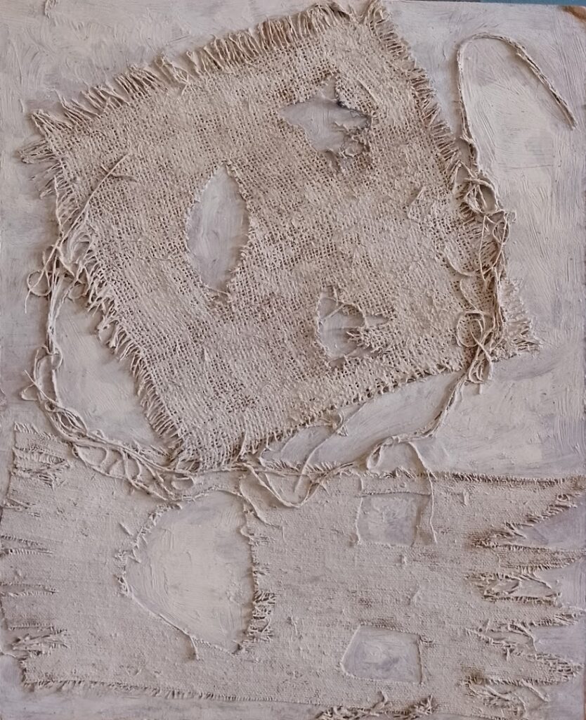 sem título , s/d. Acrílica e juta sobre eucatex 53 x 41 cm