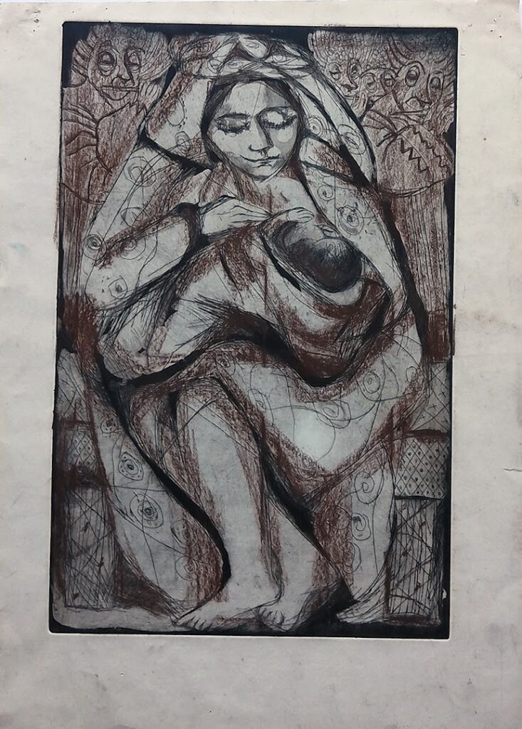 sem título, 1972 Série Maternidade Gravura em metal água forte, água tinta sobre papel 40 x 25 cm