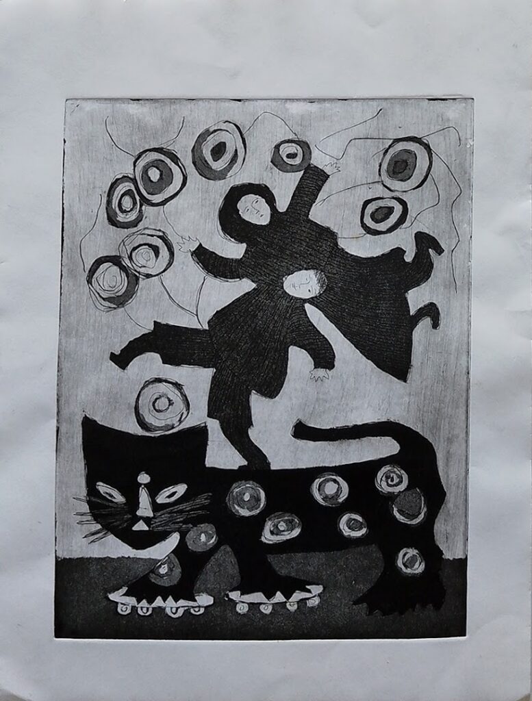 sem título, s/d. Série Gatos Gravura em metal sobre papel 32 x 23 cm