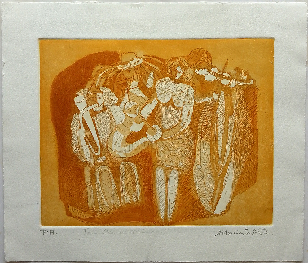 Família de músicos, s/d. Série Músicos Gravura em metal sobre papel 23 x 29 cm