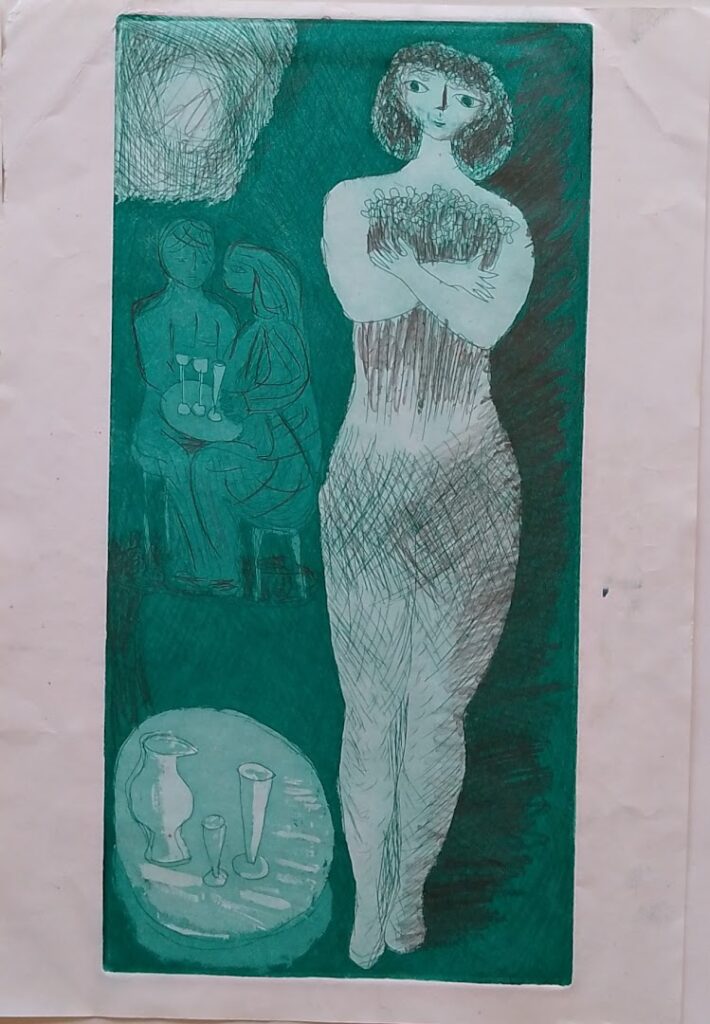 sem título, s/d. Gravura em metal sobre papel com intervenções em grafite 30 x 15 cm