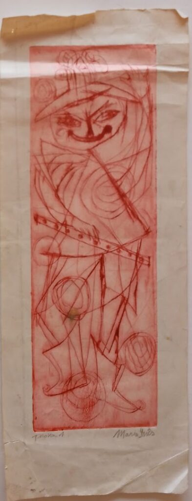 sem título, s/d. Série Músicos Gravura em metal sobre papel 24 x 8 cm