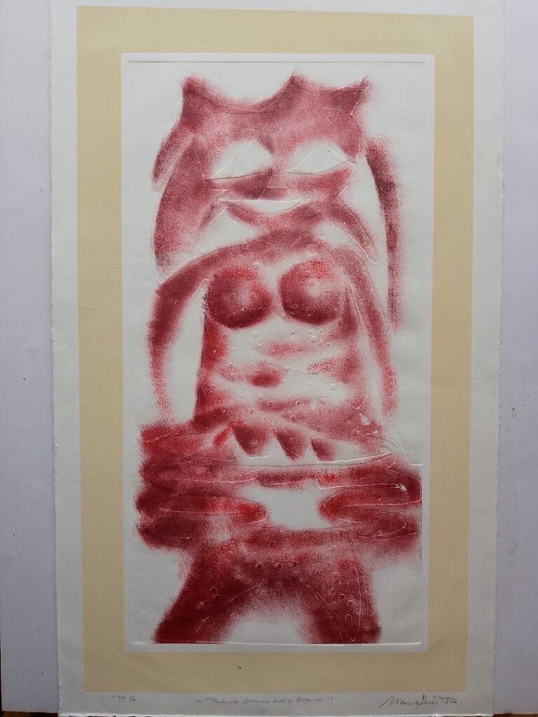 Relevo branco sobre branco, s/d. Série Gatos Gravura em metal e relevo sobre papel serigrafado 60 x 30 cm