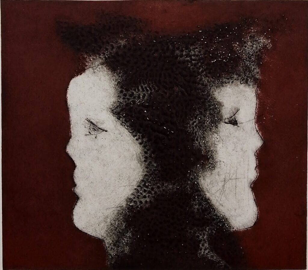 sem título, s/d. Série Face a Face Gravura em metal e relevos sobre papel 26 x 30 cm