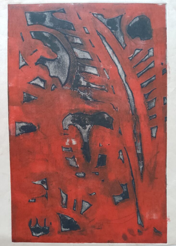 sem título, s/d. Série Máscaras Gravura em metal e relevo sobre papel 58 x 25 cm