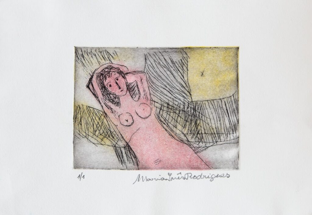 Mulher com braços na nuca, s/d. Série Simões Lopes Neto Gravura em metal sobre papel 15 x 20 cm