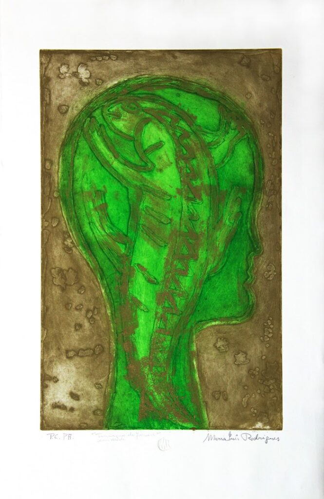 Teiniaguá do Jarau em Verde, 2003 Série Simões Lopes Neto Gravura em metal sobre papel 59 x 39 cm