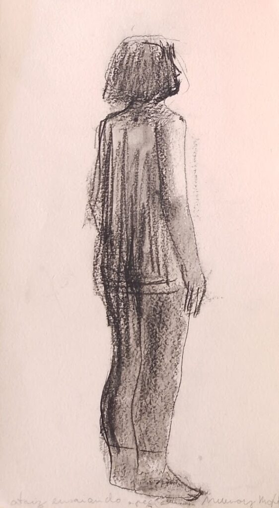 Da Série Estudos Memory Motel - Atriz ensaiando, 1988 Aguada e carvão sobre papel 31 x 18 cm