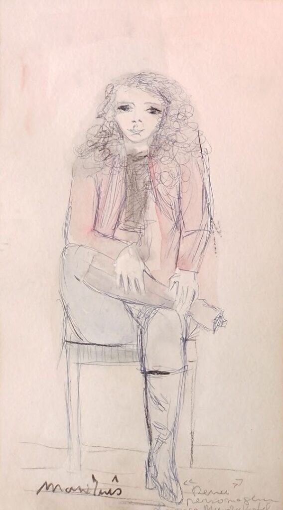 Da Série Estudos Memory Motel - Renée, personagem da peça , 1988 Aguada, carvão e bico de pena sobre papel 31 x 18 cm