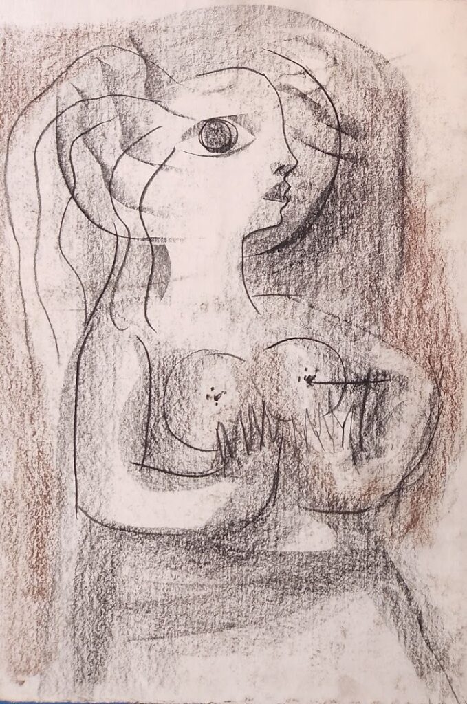 Da Série Estudos sem título, s/d. Carvão e sanguínea sobre papel 35 x 25 cm