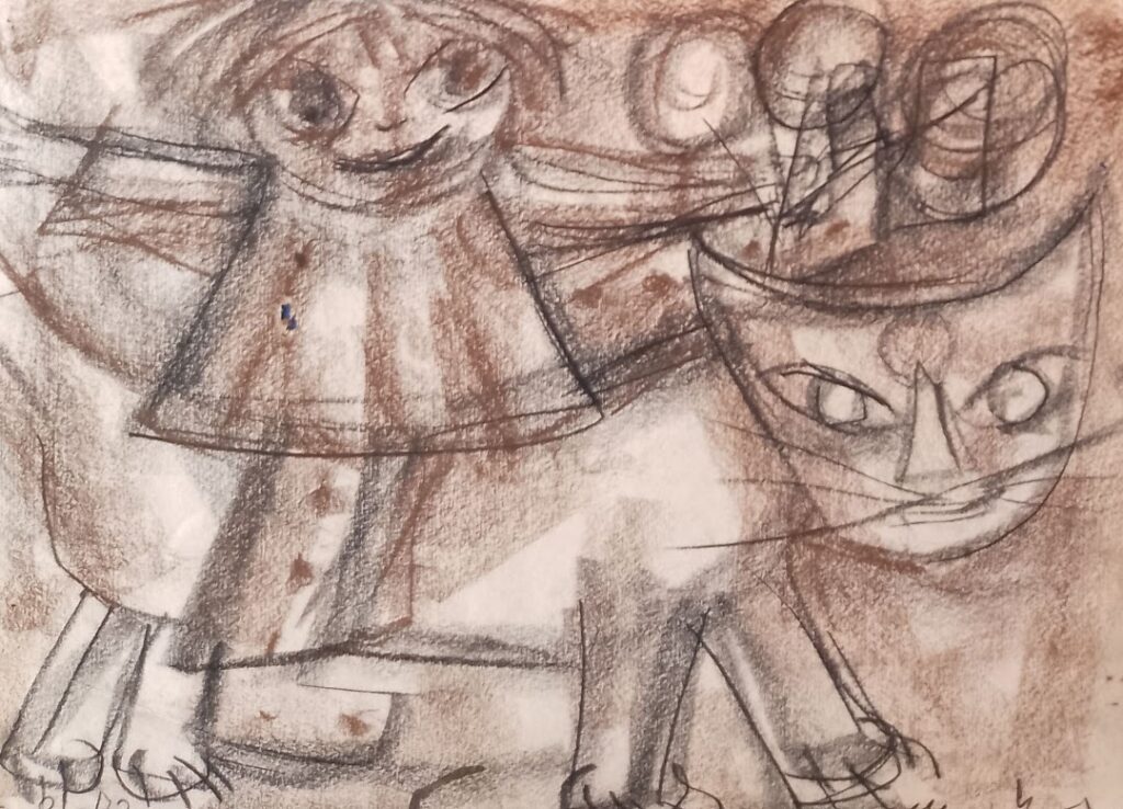 Estudos sem título, 1972 Série Meninas Carvão e sanguínea sobre papel 23 x 32 cm