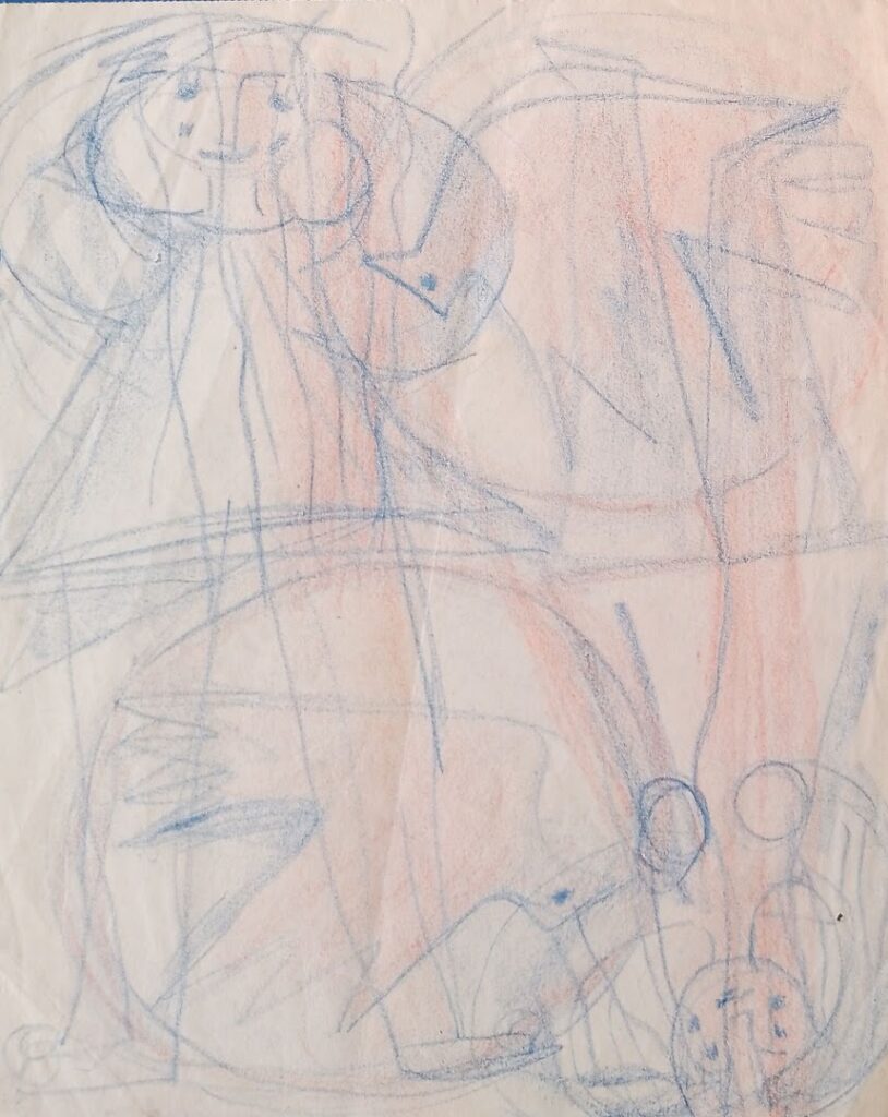 Da Série Estudos sem título, s/d. Giz de cera sobre papel 30 x 25 cm