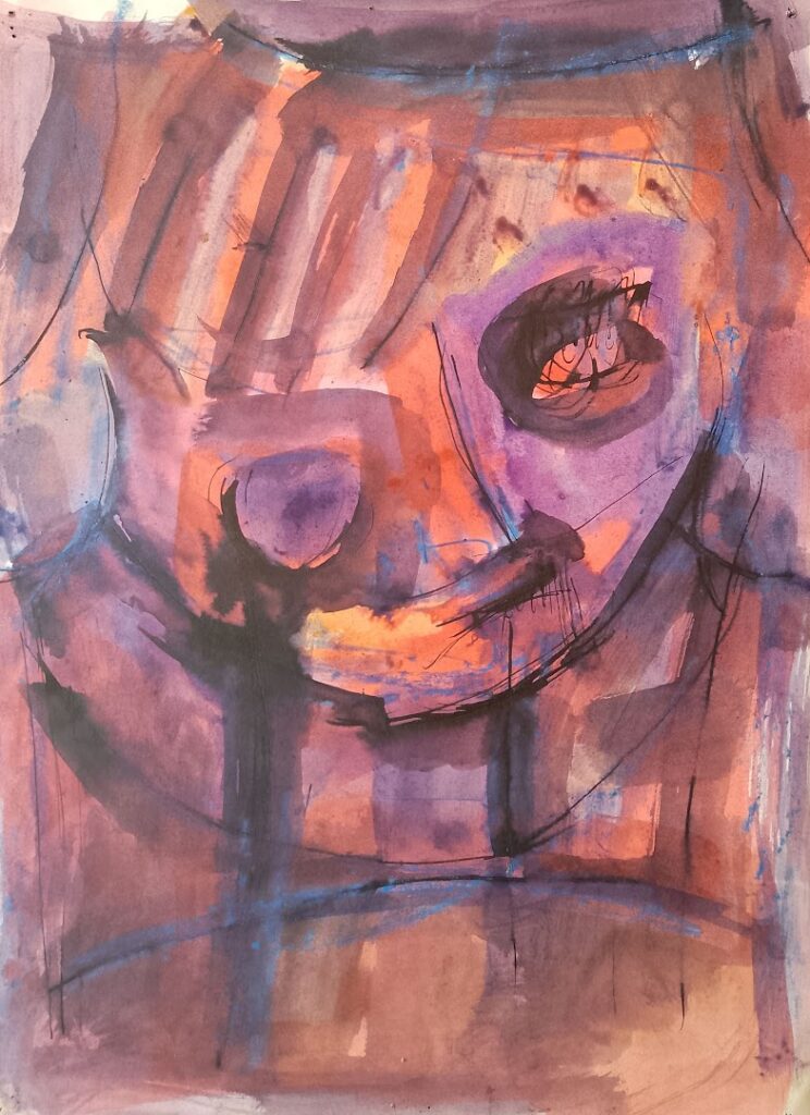 Da Série Estudos sem título, s/d. Aguada, nanquim e fiz de cera sobre papel 45 x 33 cm