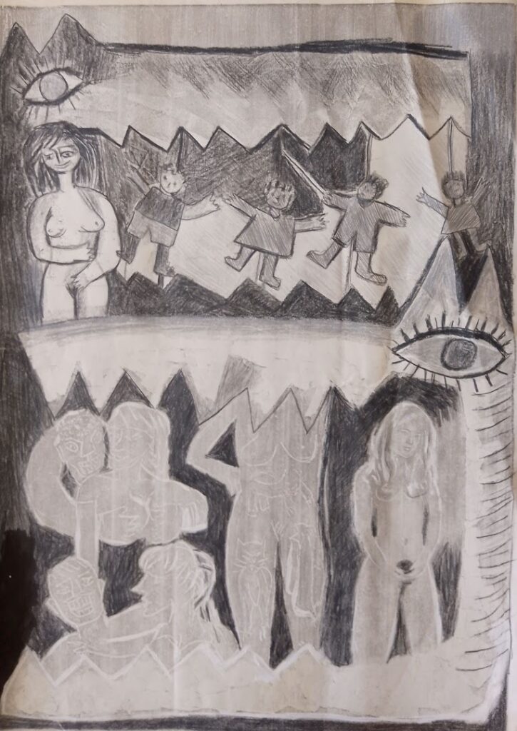 Da Série Estudos sem título, s/d. Grafite, carvão e corretivo sobre papel 35 x 25 cm