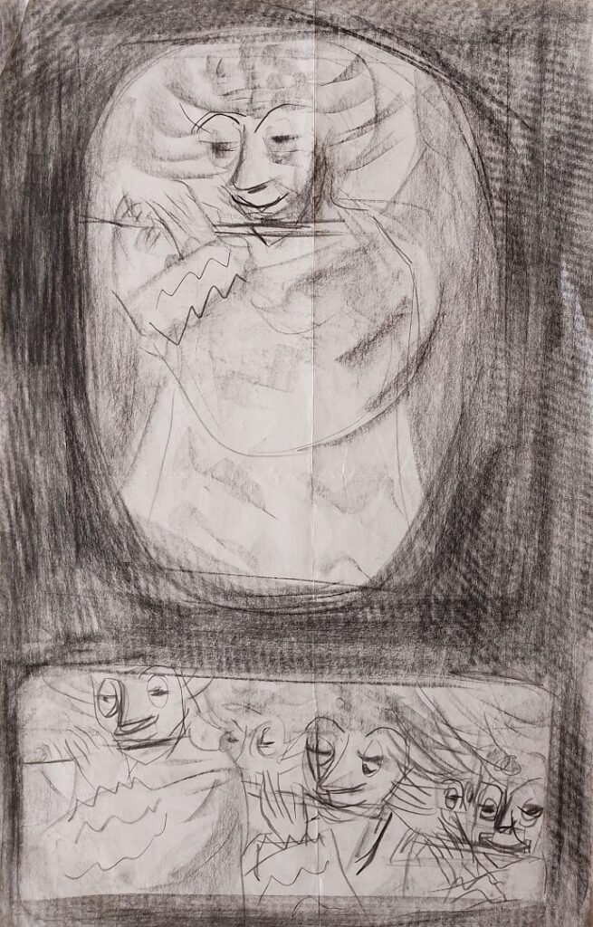 Da Série Estudos sem título, s/d. Carvão sobre papel 48 x 30 cm