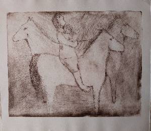 Cavalos na noite, 2017 Série Simões Lopes Neto Gravura em metal sobre papel 30 x 59 cm