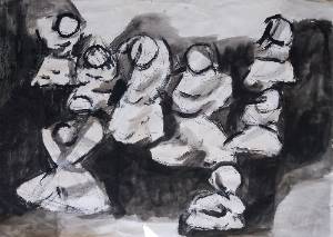 Da Série Estudos sem título, s/d. Aguada sobre papel 32 x 45 cm