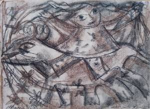 Da Série Estudos sem título, 1972 Carvão e sanguínea sobre papel 33 x 23 cm