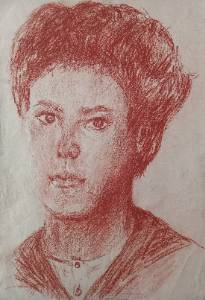 Da Série Estudos Auto retrato , 1962 Sanguínea sobre papel 48 x 33 cm