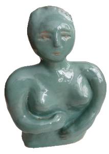 Esperando um filho, 2023 Série Invenções Tridimensionais Escultura em cerâmica esmaltada 25 x 22 x 14 cm