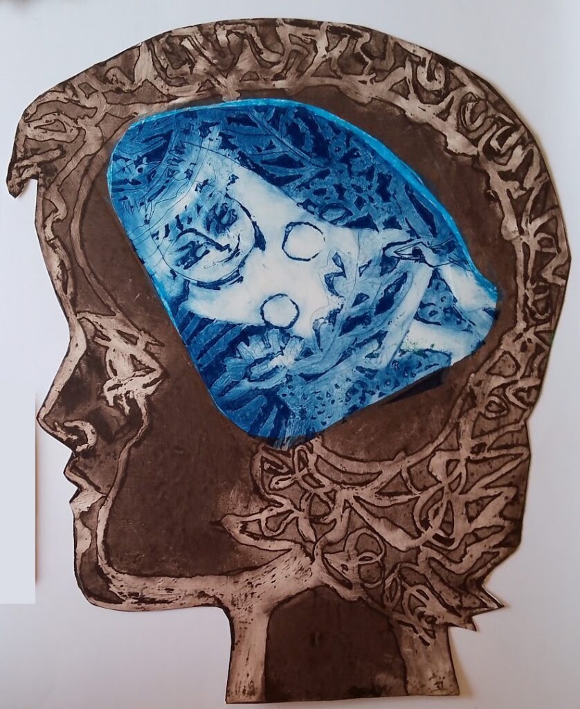 Cabeça de moça, 2002 Série Face a Face Gravura em metal sobre papel 44 x 37 cm