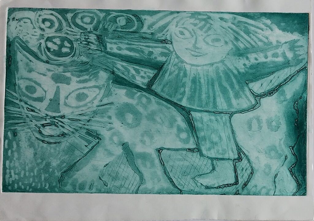 O gato, 1970 Série Meninas Gravura em metal sobre papel 25 x 40 cm