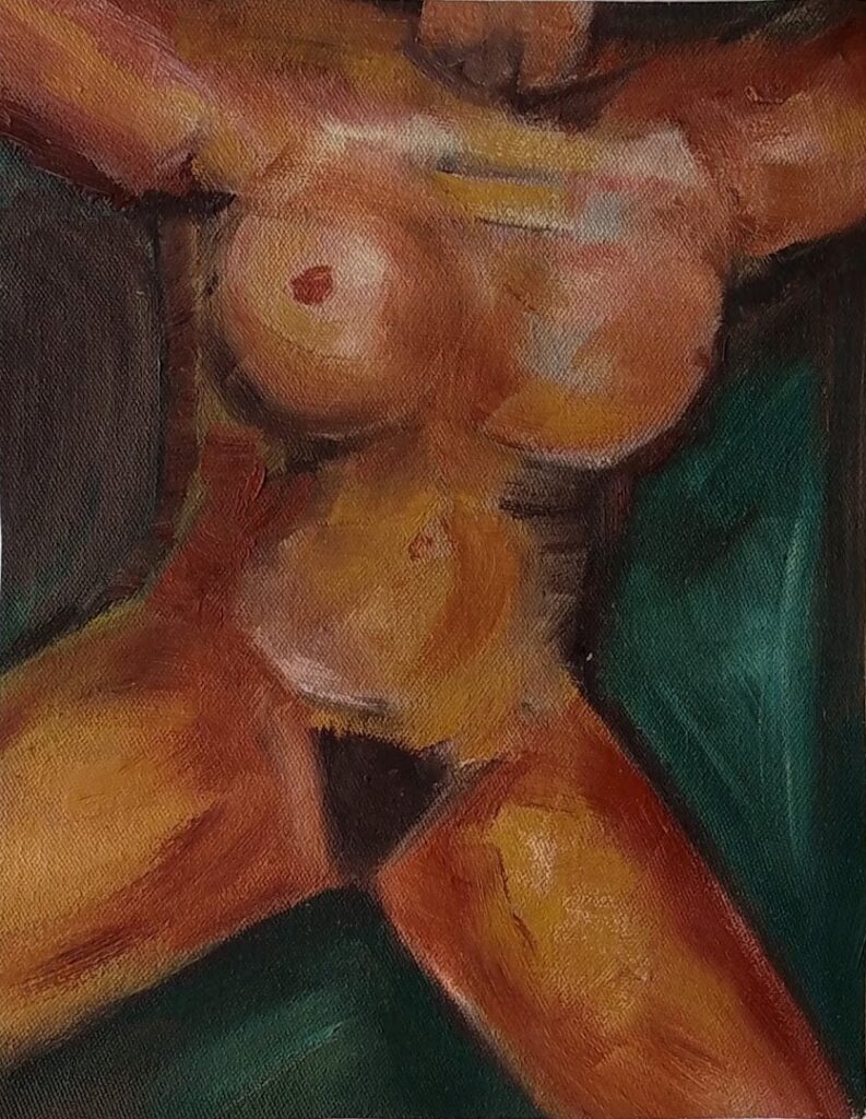 sem título, s/d. Série Nus Acrílica e óleo sobre tela 29 x 22,5 cm