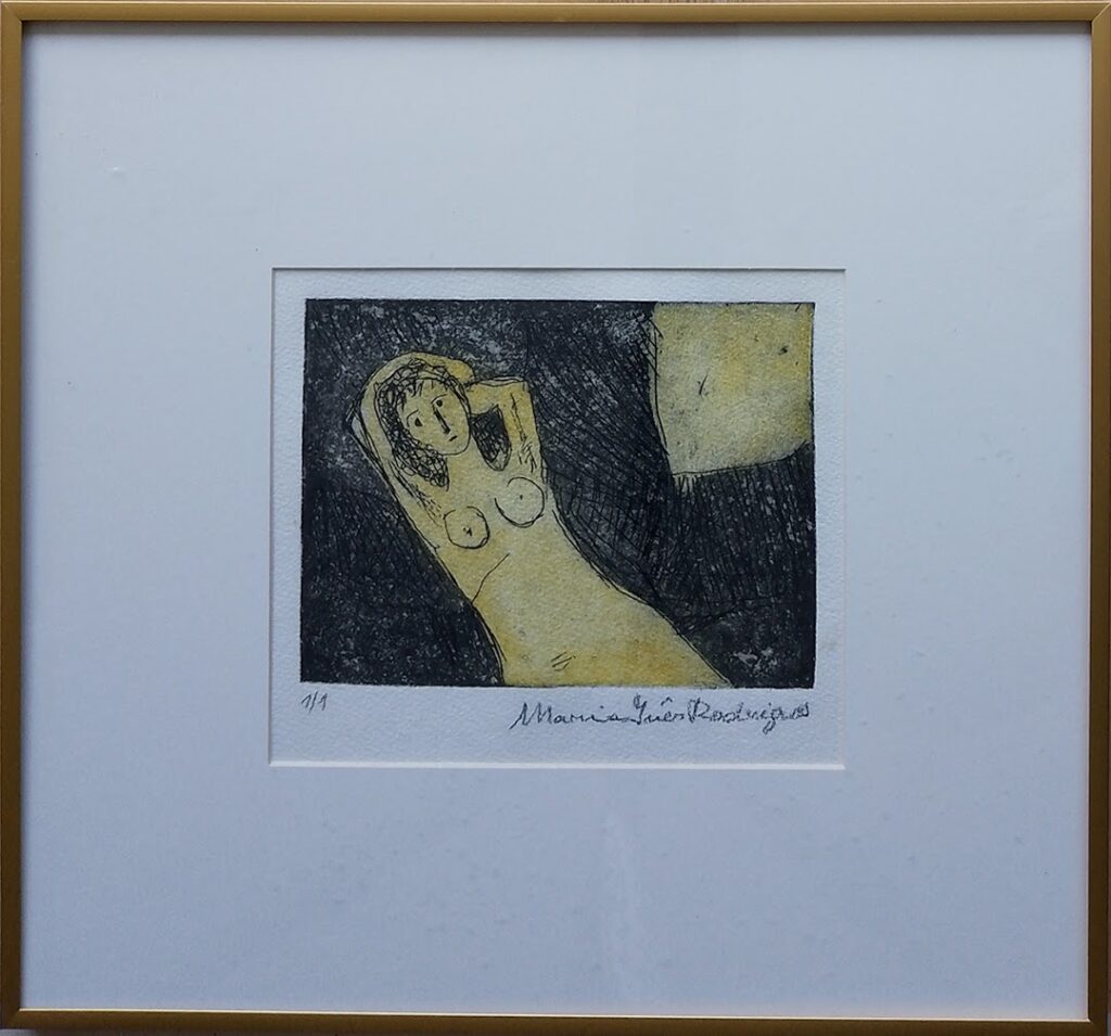 Mulher com braços na nuca, s/d. Série Simões Lopes Neto Gravura em metal sobre papel 15 x 20 cm