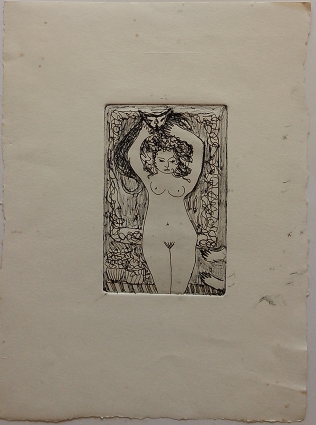 sem título, s/d. Gravura em metal sobre papel com intervenções em grafite 15 x 9,5 cm