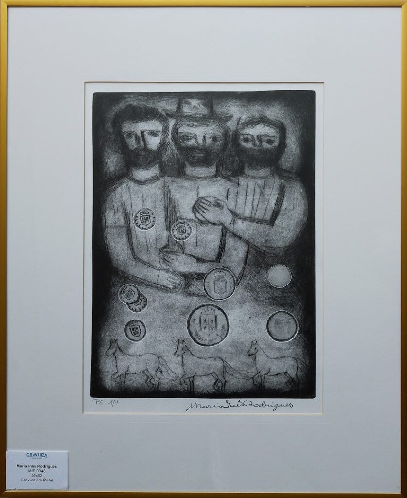 Trezentas Onças - Encontro com as moedas, 2016 Série Simões Lopes Neto Gravura em metal e relevos sobre papel 37 x 27,5 cm