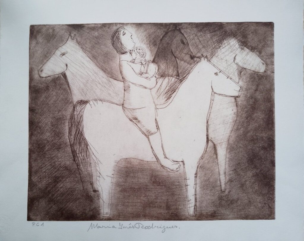 Cavalos na noite, 2017 Série Simões Lopes Neto Gravura em metal sobre papel 30 x 59 cm